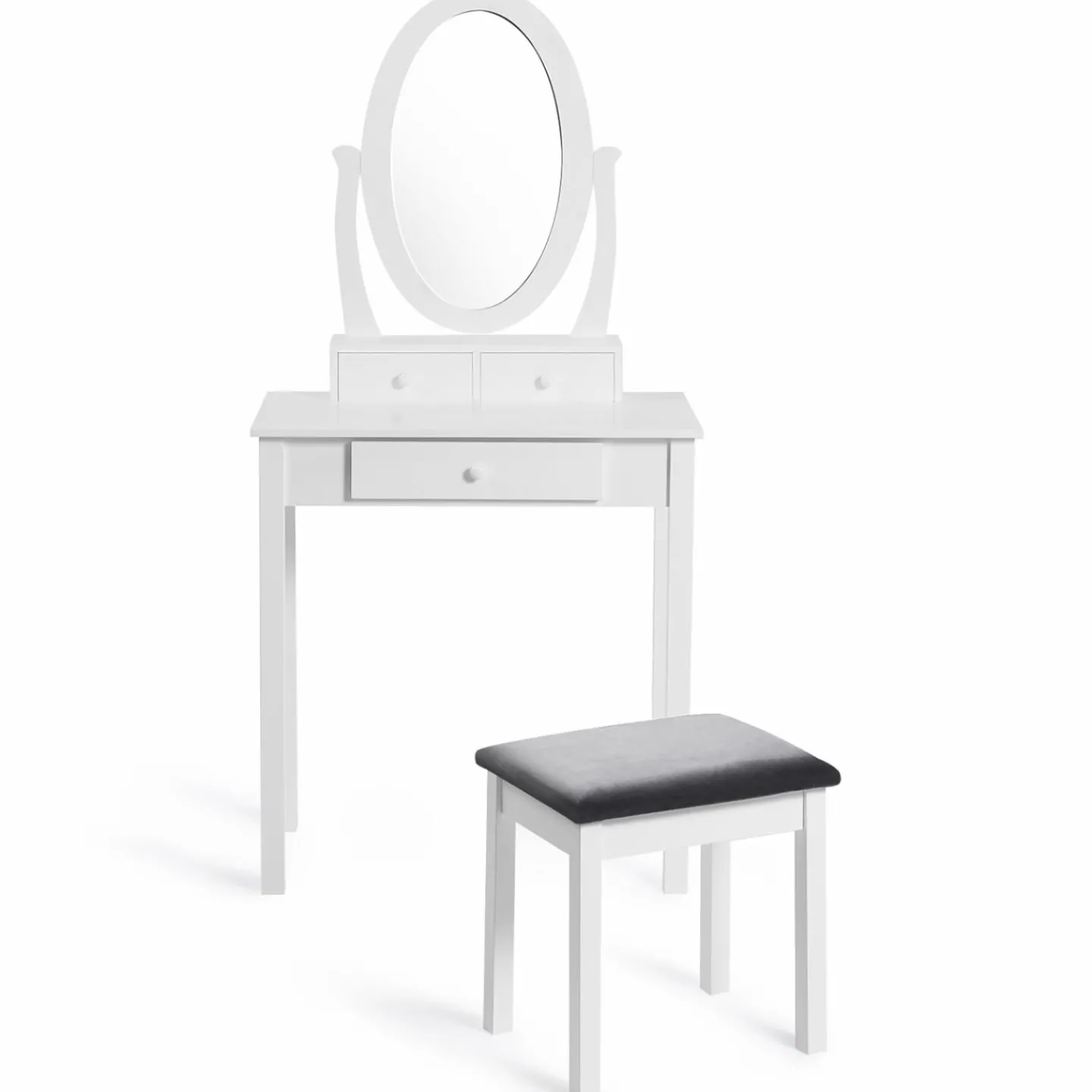 Coiffeuse blanche avec miroir et tabouret*IDMarket Discount