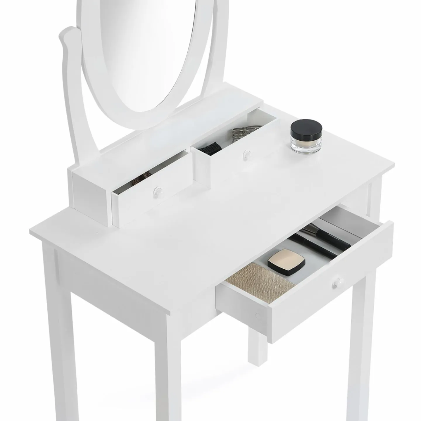 Coiffeuse blanche avec miroir et tabouret*IDMarket Discount