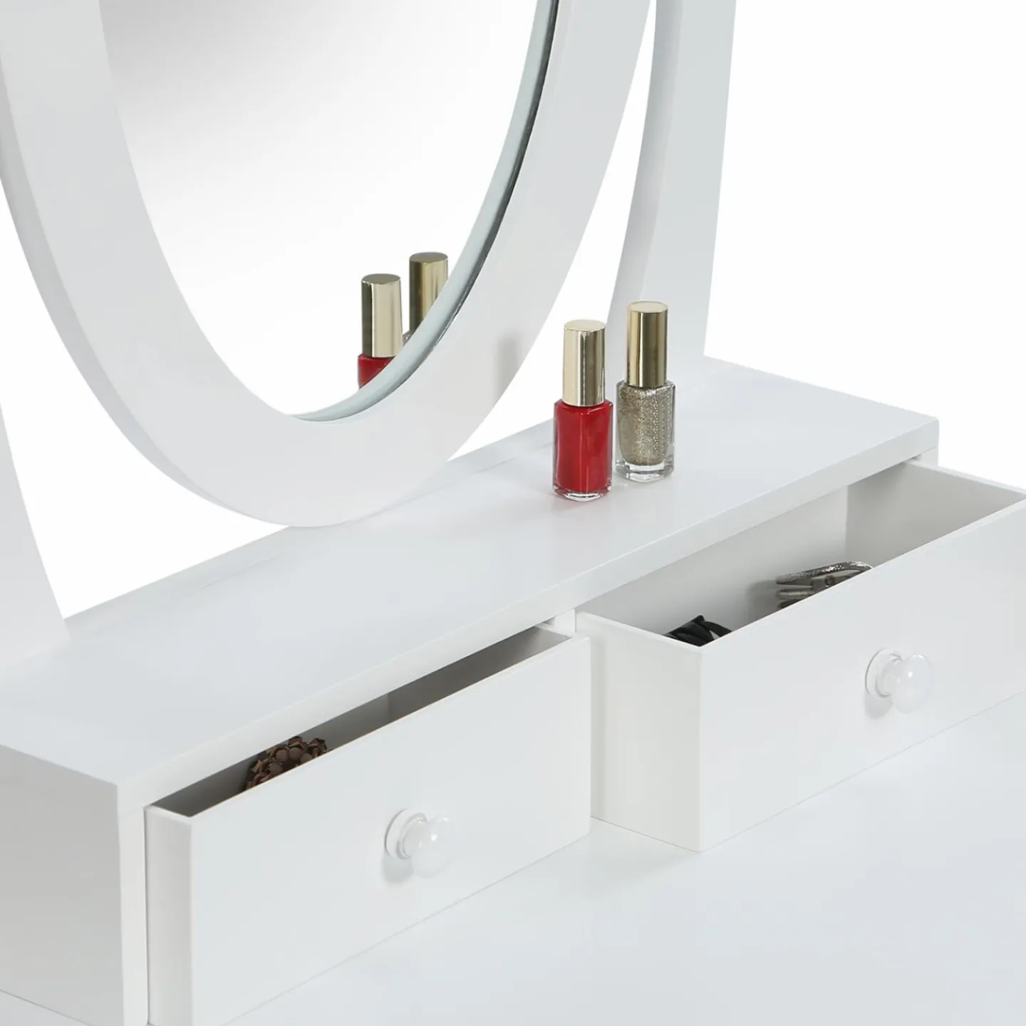 Coiffeuse blanche avec miroir et tabouret*IDMarket Discount