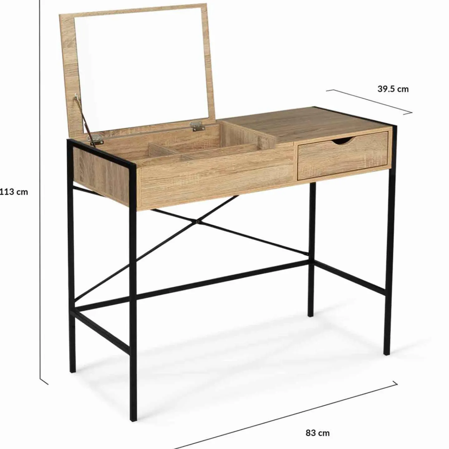 Coiffeuse industrielle avec miroir rabattable*IDMarket Best