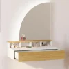 Coiffeuse suspendue miroir LED avec 4 niches, 1 tiroir bois et blanc*IDMarket New