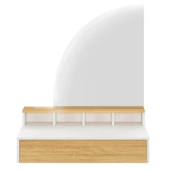 Coiffeuse suspendue miroir LED avec 4 niches, 1 tiroir bois et blanc*IDMarket New