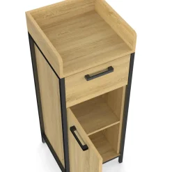 Colonne de rangement d'appoint salle de bain design industriel 1 tiroir 1 placard*IDMarket Best