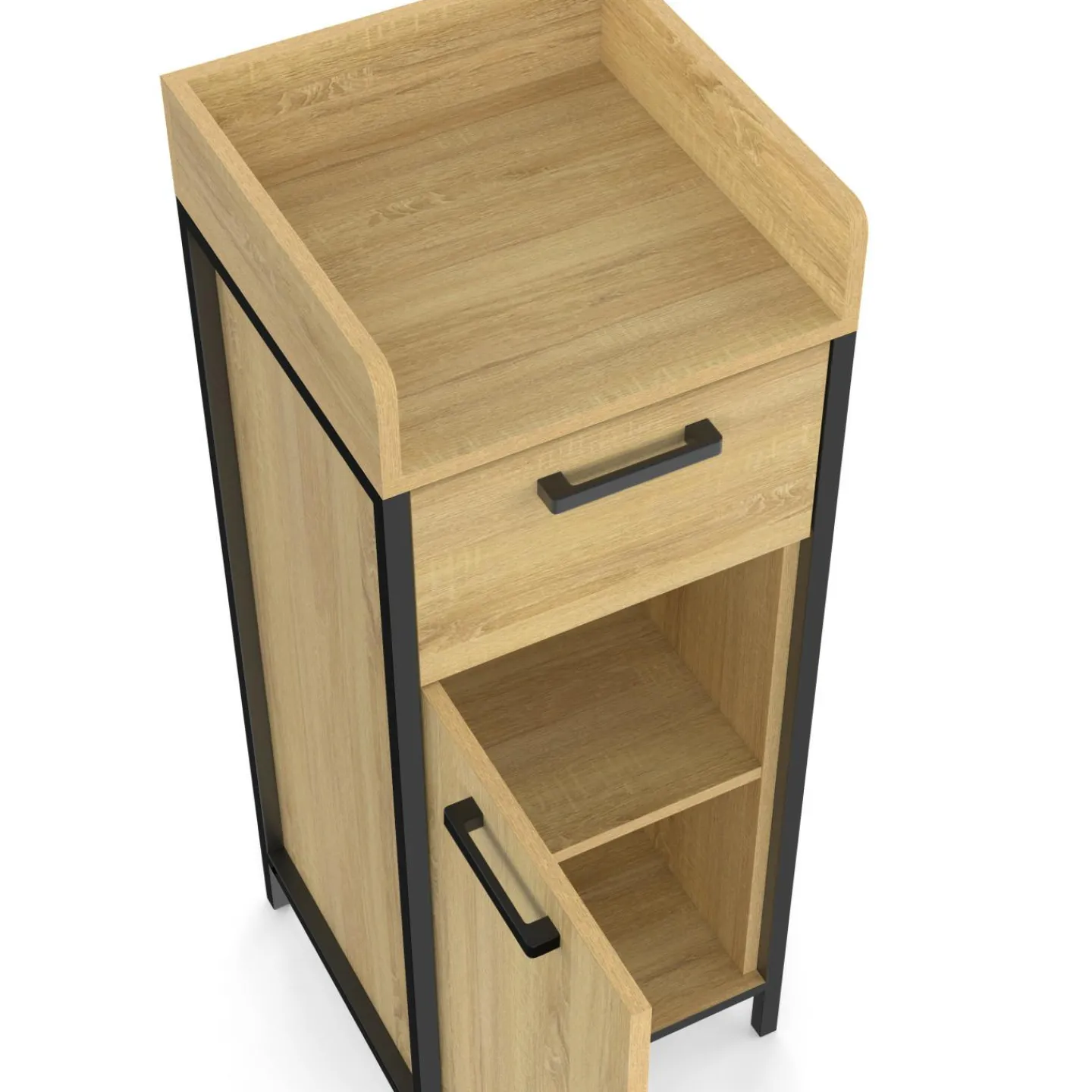 Colonne de rangement d'appoint salle de bain design industriel 1 tiroir 1 placard*IDMarket Best