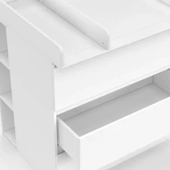 Commode à langer évolutive bois blanc 3 tiroirs et 2 étagères amovibles*IDMarket