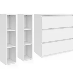 Commode à langer évolutive bois blanc 3 tiroirs et 2 étagères amovibles*IDMarket