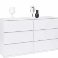 Commode 6 tiroirs 140 cm bois blanc*IDMarket Hot