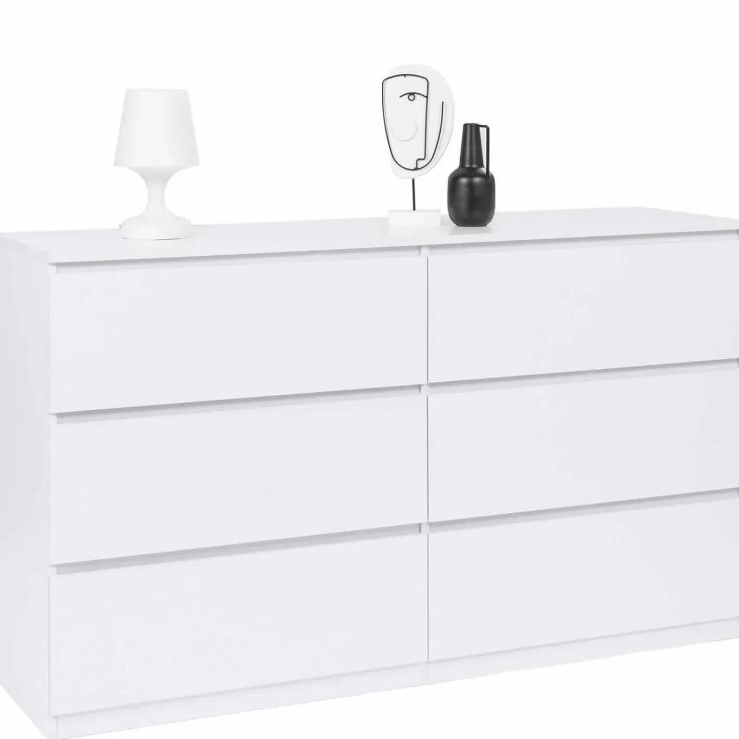 Commode 6 tiroirs 140 cm bois blanc*IDMarket Hot
