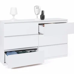 Commode 6 tiroirs 140 cm bois blanc*IDMarket Hot