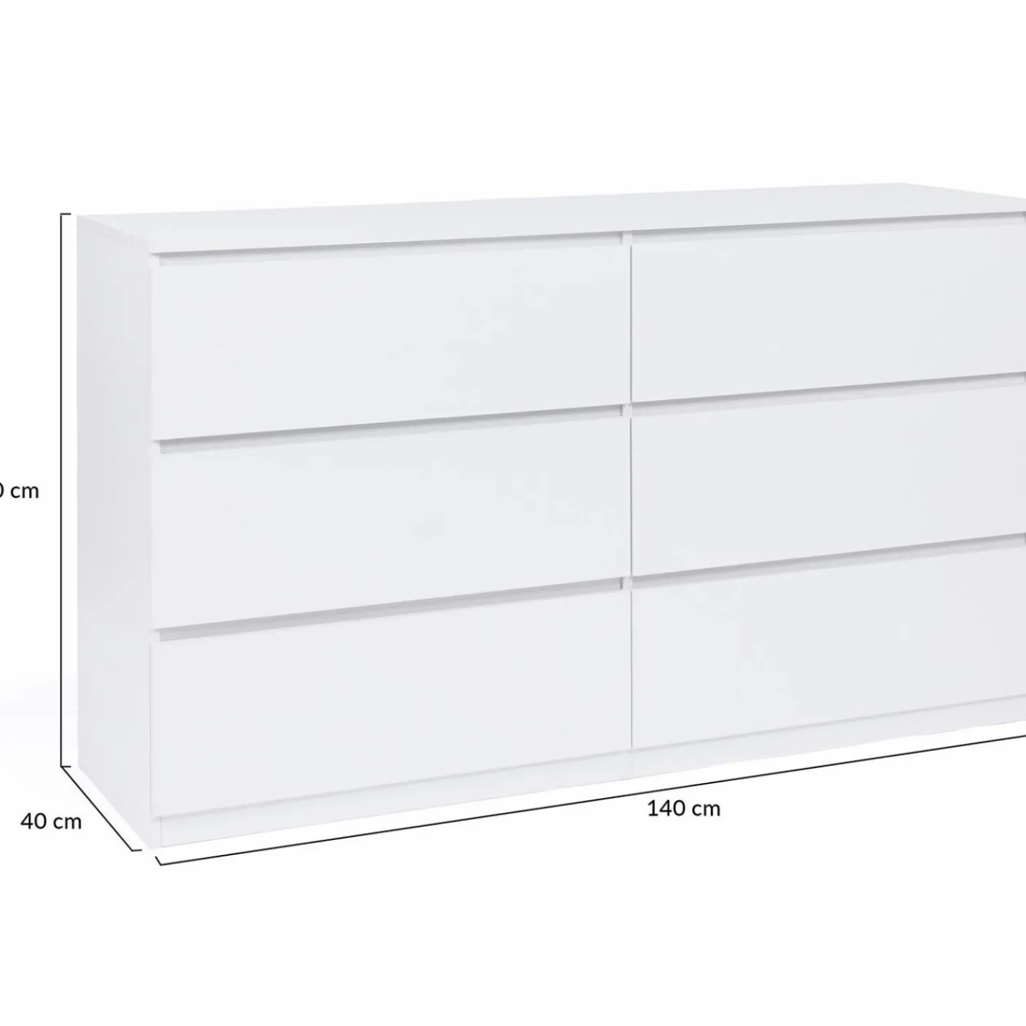 Commode 6 tiroirs 140 cm bois blanc*IDMarket Hot