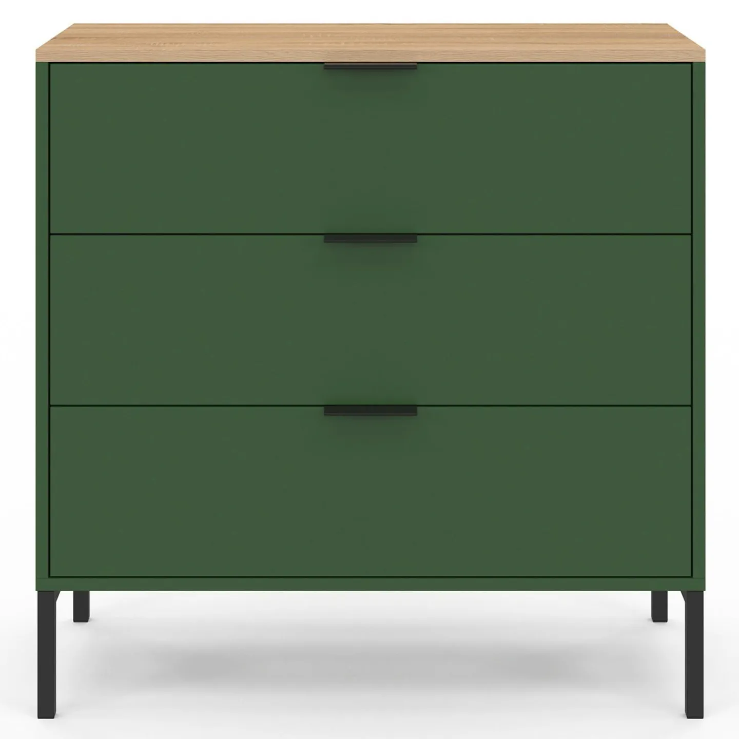 Commode 3 tiroirs 80 cm vert kaki et plateau bois*IDMarket Hot