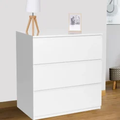 Commode 3 tiroirs blanche*IDMarket