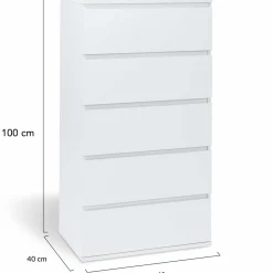 Commode 5 tiroirs blanche*IDMarket Online