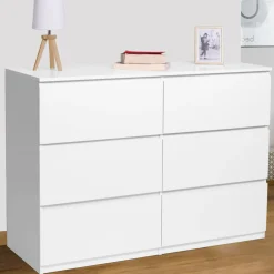 Commode 6 tiroirs blanche*IDMarket Best