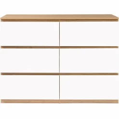 Commode 6 tiroirs blanche et bois façon hêtre*IDMarket Sale