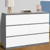 Commode 6 tiroirs blanche effet béton*IDMarket Online
