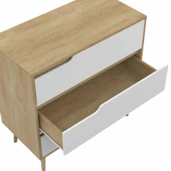 Commode 3 tiroirs blanche et bois style scandinave*IDMarket Discount