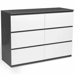 Commode 6 tiroirs blanche et grise*IDMarket Best