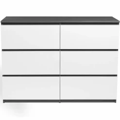 Commode 6 tiroirs blanche et grise*IDMarket Best