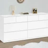 Commode 8 tiroirs bois blanc 160 cm*IDMarket Best