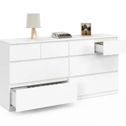 Commode 8 tiroirs bois blanc 160 cm*IDMarket Best