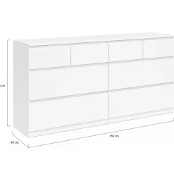 Commode 8 tiroirs bois blanc 160 cm*IDMarket Best