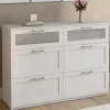 Commode 6 tiroirs bois et blanc effet givré*IDMarket Outlet