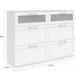 Commode 6 tiroirs bois et blanc effet givré*IDMarket Outlet