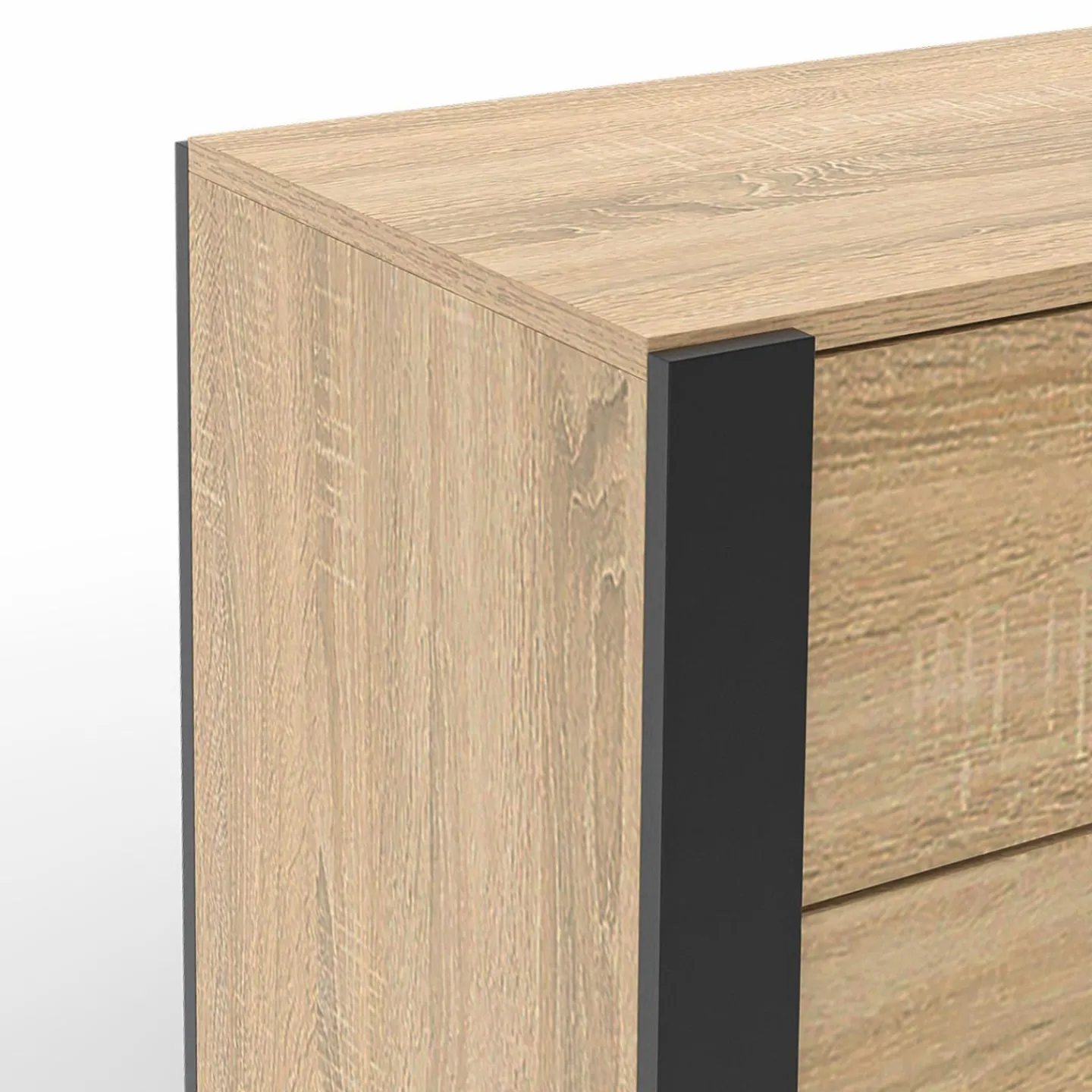 Commode 6 tiroirs bois et noir*IDMarket Discount