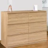 Commode 6 tiroirs bois façon hêtre 110x80 cm*IDMarket Sale