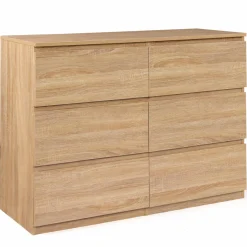 Commode 6 tiroirs bois façon hêtre 110x80 cm*IDMarket Sale