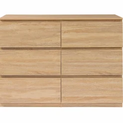 Commode 6 tiroirs bois façon hêtre 110x80 cm*IDMarket Sale