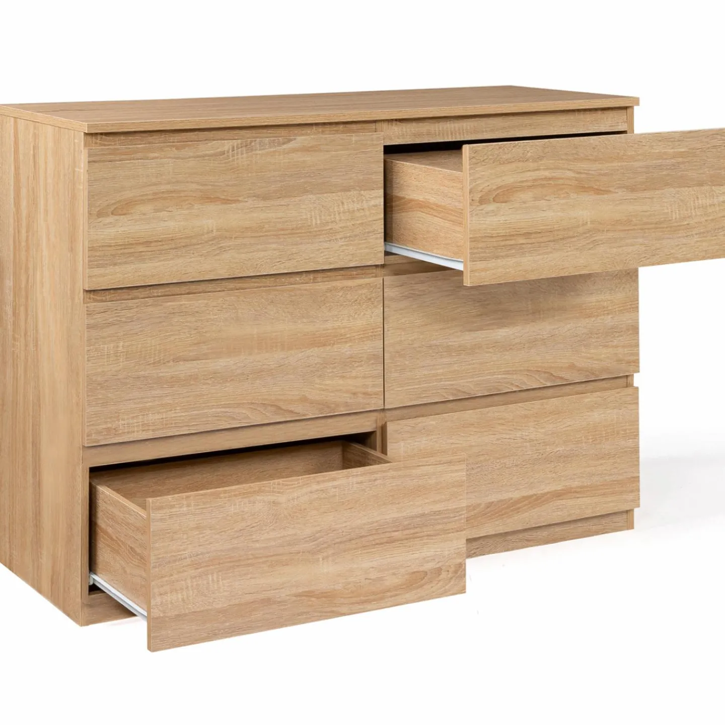 Commode 6 tiroirs bois façon hêtre 110x80 cm*IDMarket Sale