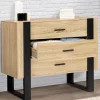 Commode 3 tiroirs design bois et pieds noir*IDMarket