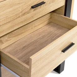 Commode 3 tiroirs design bois et pieds noir*IDMarket