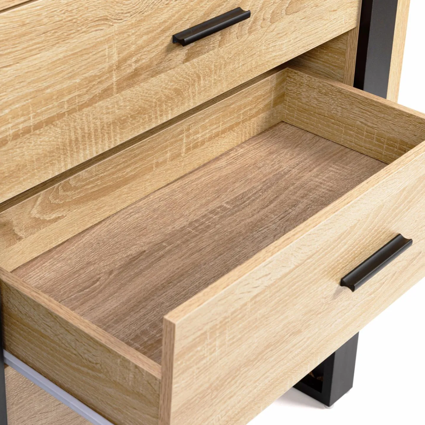 Commode 3 tiroirs design bois et pieds noir*IDMarket