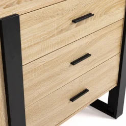 Commode 3 tiroirs design bois et pieds noir*IDMarket