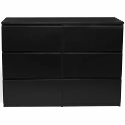 Commode 6 tiroirs design bois noir*IDMarket Hot