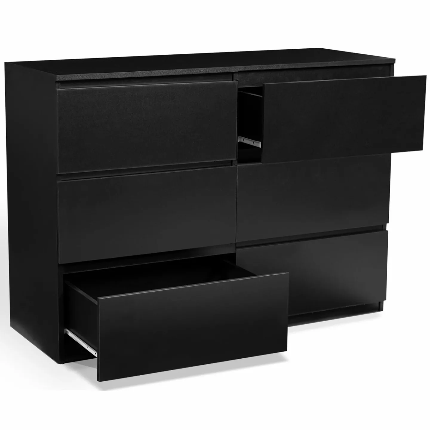 Commode 6 tiroirs design bois noir*IDMarket Hot