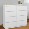 Commode 8 tiroirs en bois blanc 110 cm*IDMarket Discount