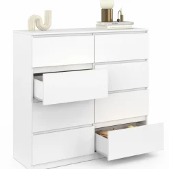 Commode 8 tiroirs en bois blanc 110 cm*IDMarket Discount