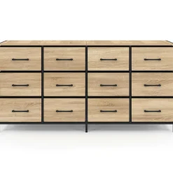 Commode 12 tiroirs en tissu 140 cm design industriel*IDMarket Discount