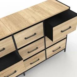 Commode 12 tiroirs en tissu 140 cm design industriel*IDMarket Discount