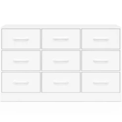 Commode 9 tiroirs en tissu 113 cm meuble de rangement bois blanc*IDMarket Clearance