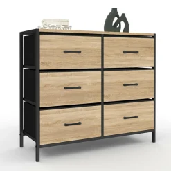 Commode 6 tiroirs en tissu industrielle*IDMarket Hot