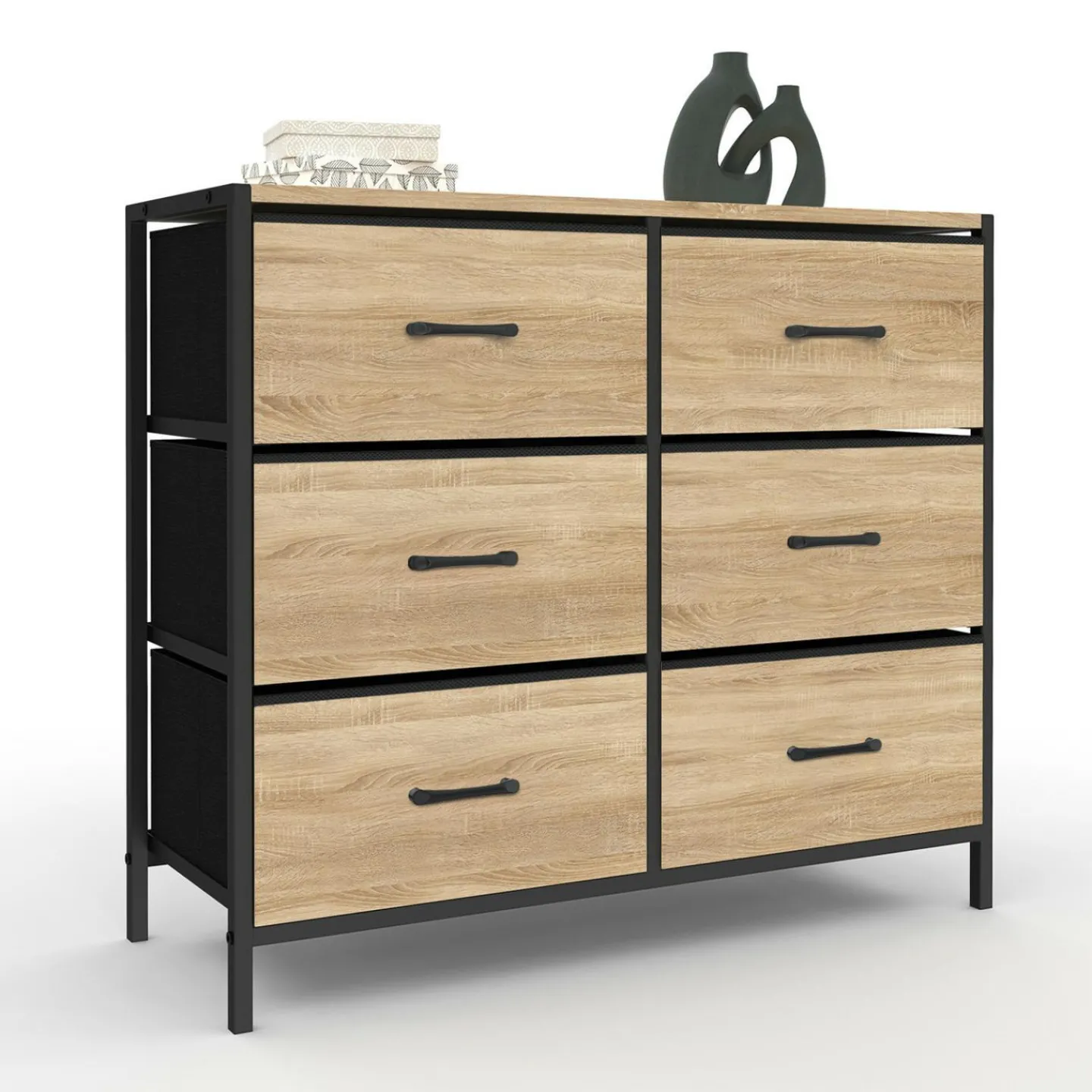 Commode 6 tiroirs en tissu industrielle*IDMarket Hot