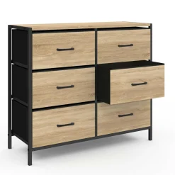 Commode 6 tiroirs en tissu industrielle*IDMarket Hot