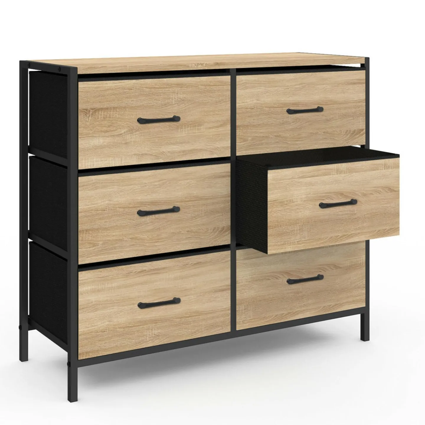 Commode 6 tiroirs en tissu industrielle*IDMarket Hot