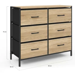 Commode 6 tiroirs en tissu industrielle*IDMarket Hot