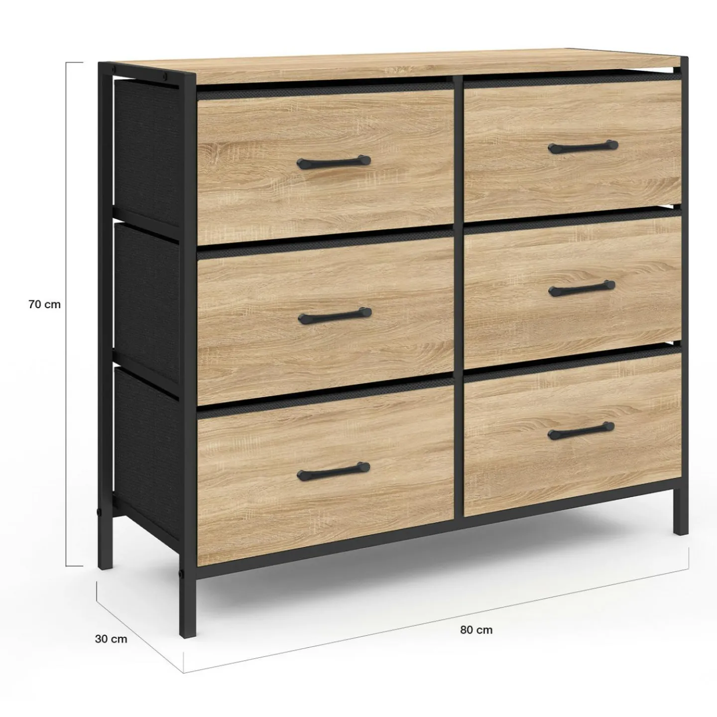 Commode 6 tiroirs en tissu industrielle*IDMarket Hot